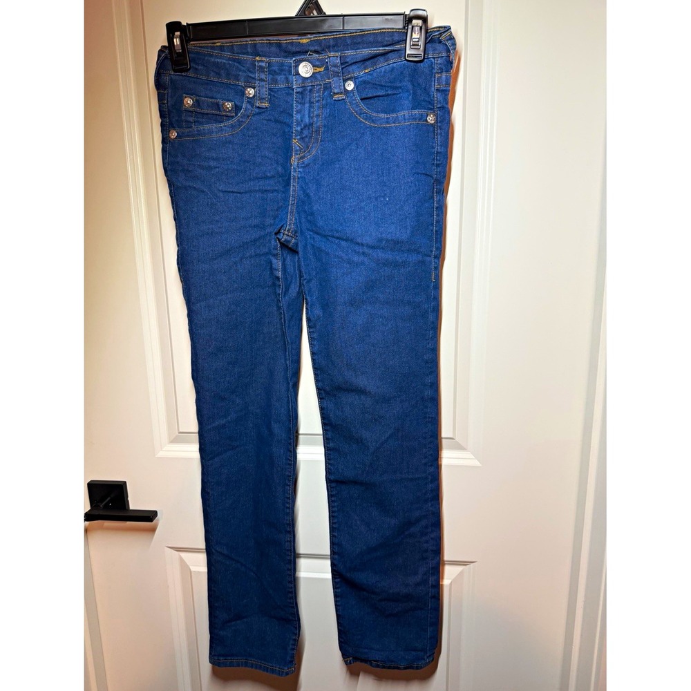 True Religion kids Blue Denim Jeans Straight Regular Fit 5-Pocket Dark Wash